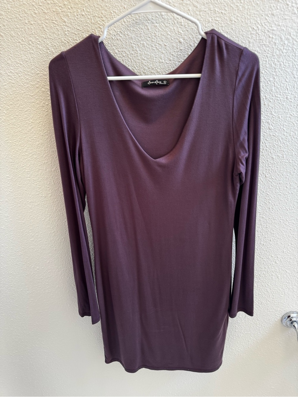 NanaMacs Plum Long Sleeve V-Neck Dress